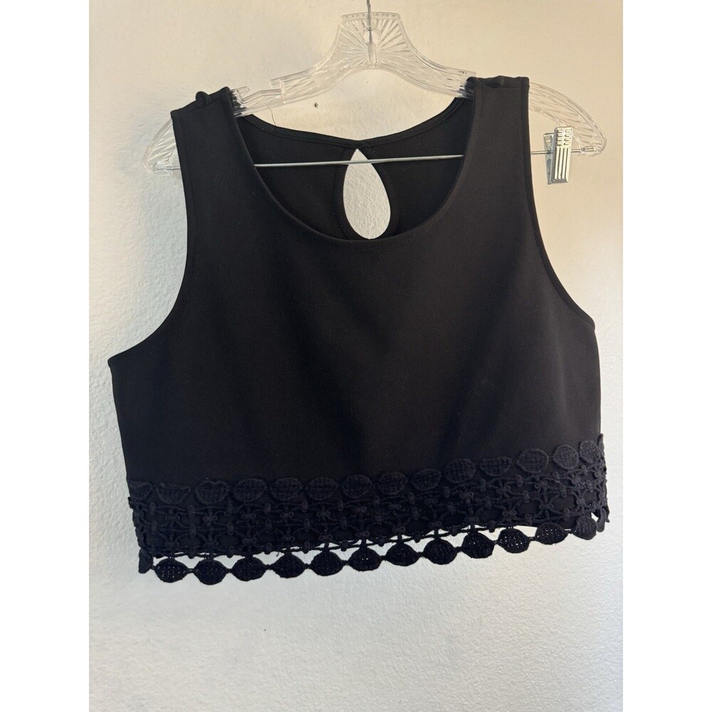 Unbranded Black Crop Top With Crochet Trim